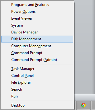 Windows 8 Quick Access Menu, Disk Management